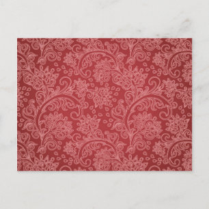 Red Paisley Damask Designer Floral Classic Postcard