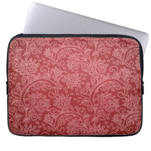Red Paisley Damask Designer Floral Vintage Classic Laptop Sleeve