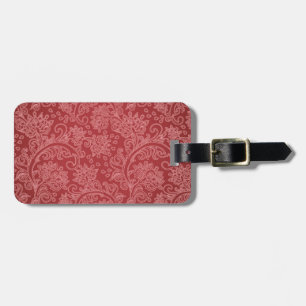 Red Paisley Damask Designer Floral Vintage Classic Luggage Tag