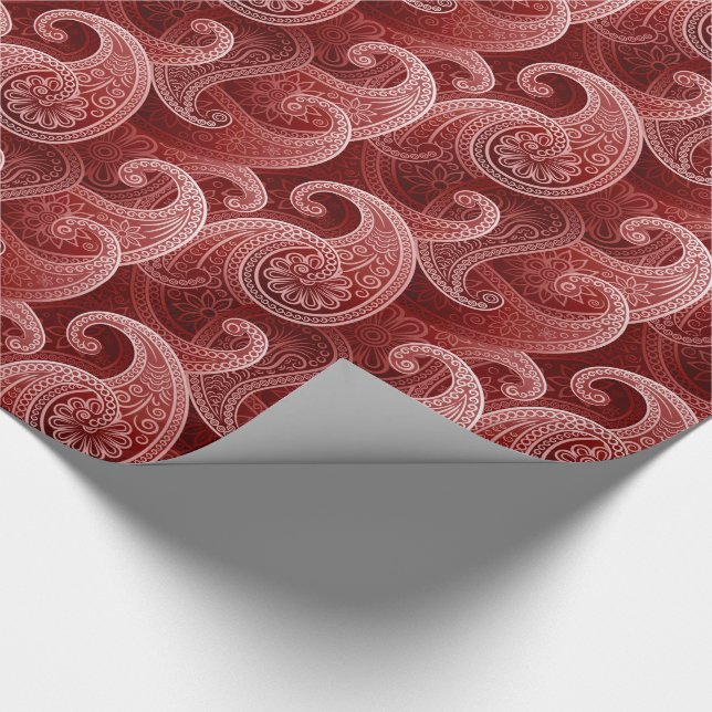 Red Paisley Exotic Pattern Wrapping Paper (Corner)