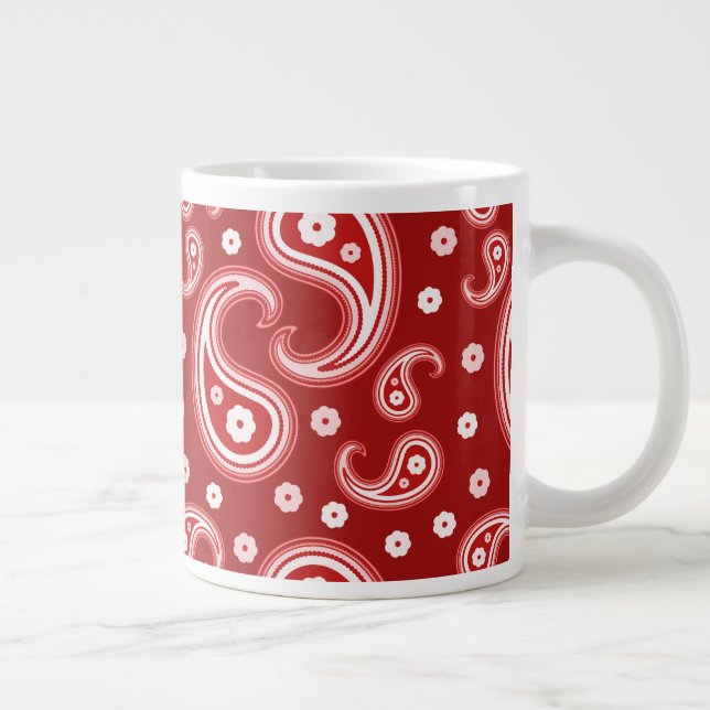 Red Paisley Large Coffee Mug (Right)