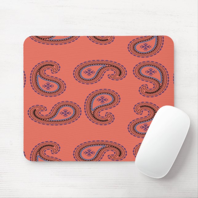 red paisley pattern mouse mat (With Mouse)