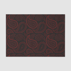 Red Paisley Pattern on Black Tissue Paper