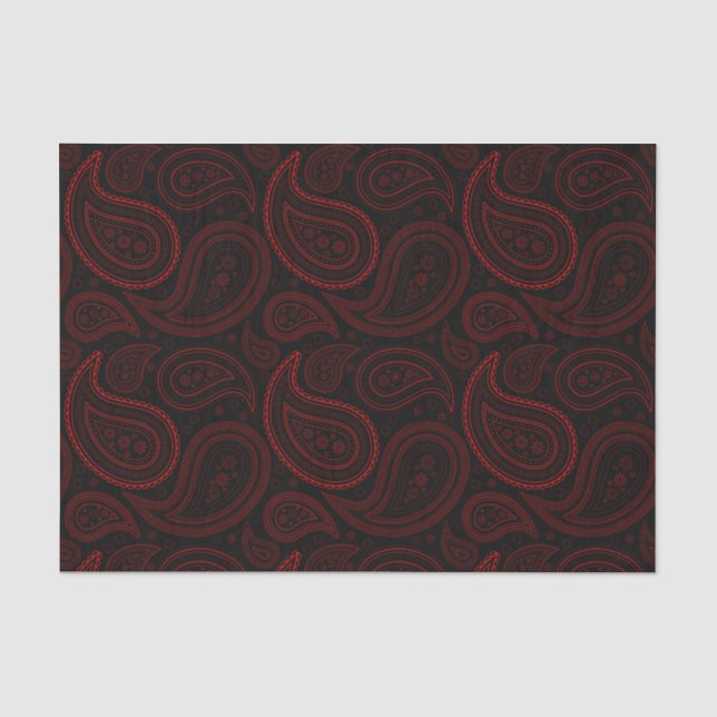 Red Paisley Pattern on Black Tissue Paper (Front)