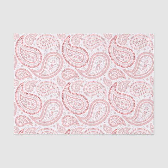 Red Paisley Pattern on White Tissue Paper (Front)