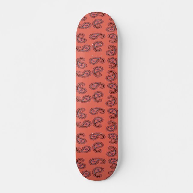 red paisley pattern skateboard (Front)