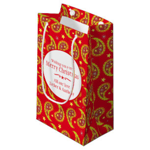 Red paisley personalised Christmas gift bags