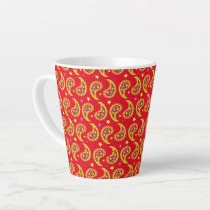 Red paisley personalised Christmas Latte Mug