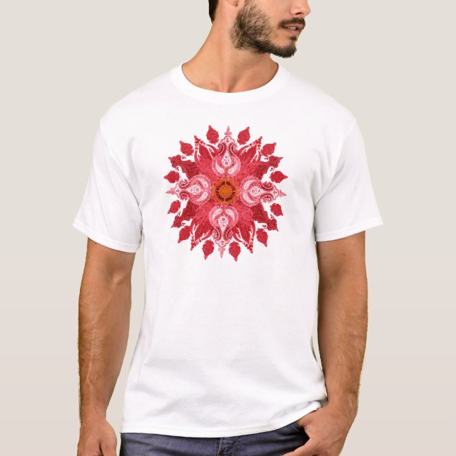 Red paisley sun mandala T-Shirt (Front)