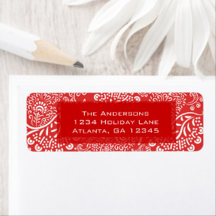Red Paisley Swirls Return Address
