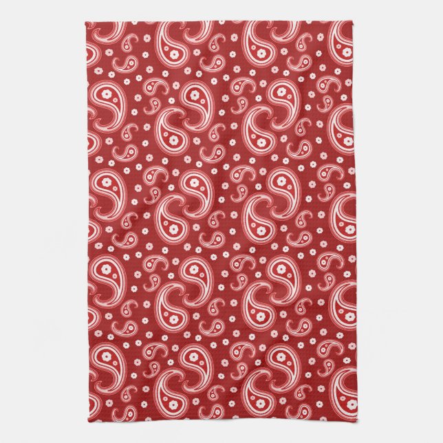 Red Paisley Tea Towel (Vertical)