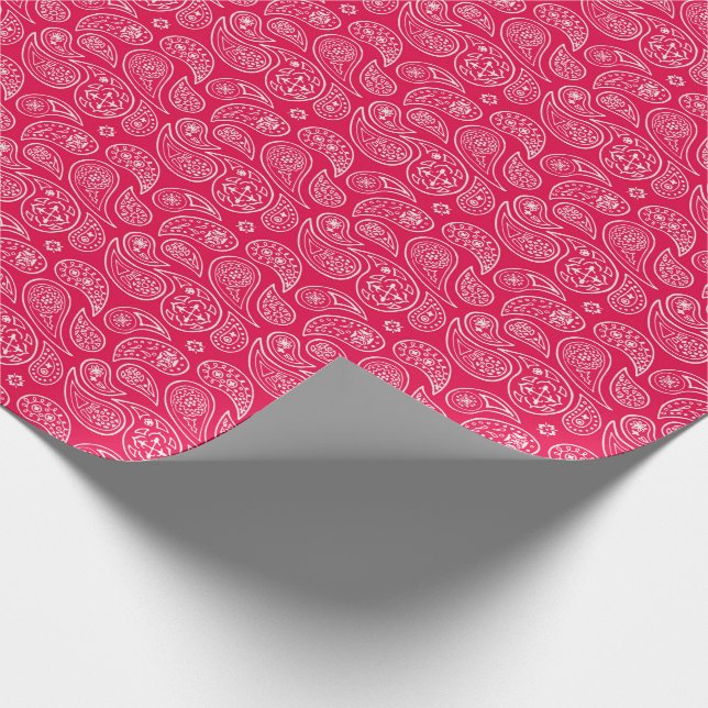 Red Paisleys Wrapping Paper (Corner)