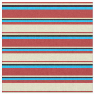 Red, Pale Goldenrod, Black, and Deep Sky Blue Fabric