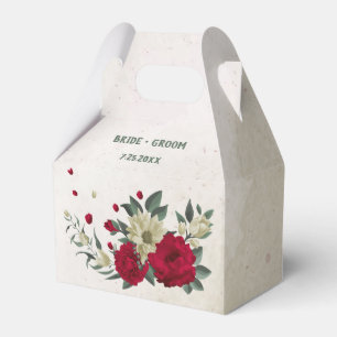 red pale yellow flowers wedding favour box