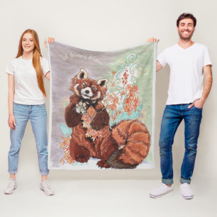 Red Panada Crystalline Vibes Art  Fleece Blanket