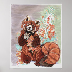 Red Panada Crystalline Vibes Art Poster