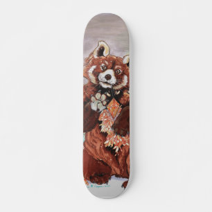 Red Panada Crystalline Vibes Art  Skateboard