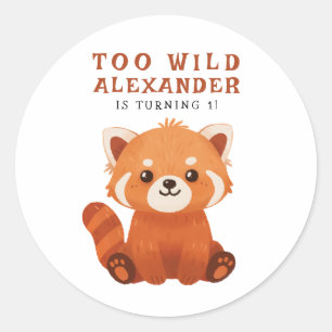 Red Panda 1st Birthday Party Classic Round Sticker