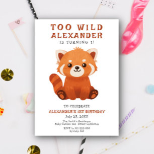 Red Panda 1st Birthday Party Invitation