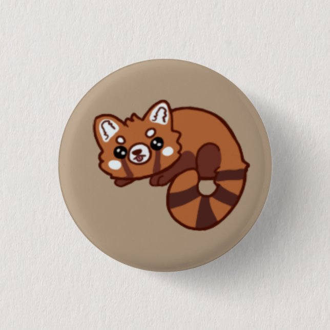 Red panda 3 cm round badge (Front)