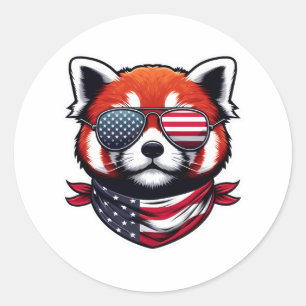 Red Panda 4th Of July American Independence Day Pa Classic Round Sticker