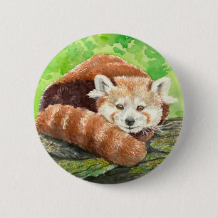 Red panda 6 cm round badge
