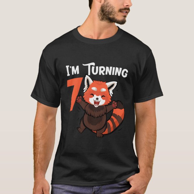 Red Panda 7 I'M Turning 7 T-Shirt (Front)