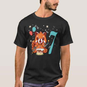 Red Panda 7th Birthday Girl Zoo Animal I'm 7 Year T-Shirt