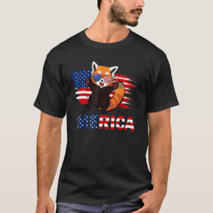 Red Panda American Flag Sunglasses Merica 4th Of T-Shirt