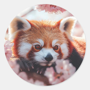 Red Panda Among Cherry Blossoms Classic Round Sticker