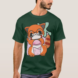 Red Panda And Boba Tea Bubble Otaku Cute Anime Bea T-Shirt
