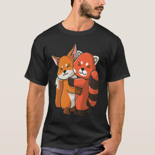 Red Panda and Fox cute Hug Cuddle Animals T-Shirt