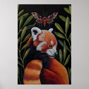 Red Panda and Moth- Giclee Print from original