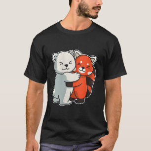 Red Panda And Polar Bear Animals Animal Hugging T-Shirt