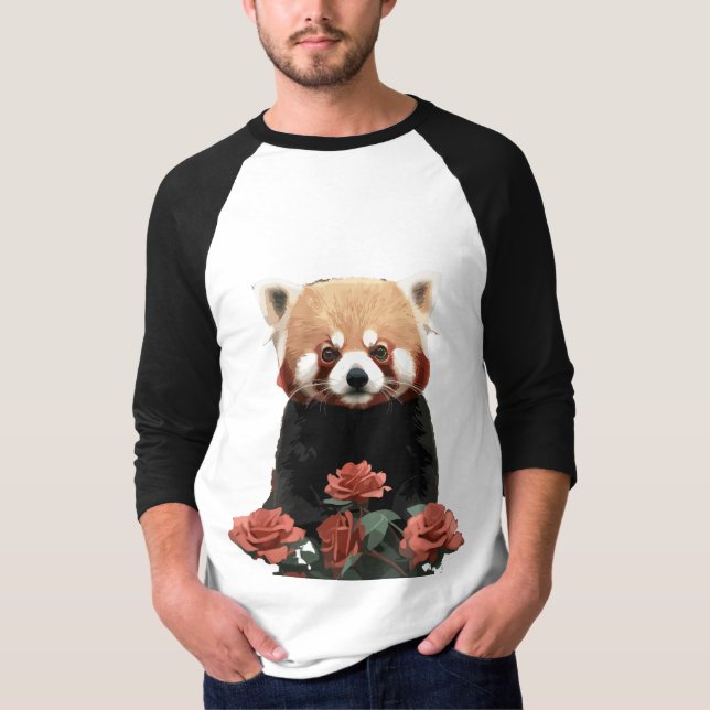 Red panda and roses T-Shirt (Front)