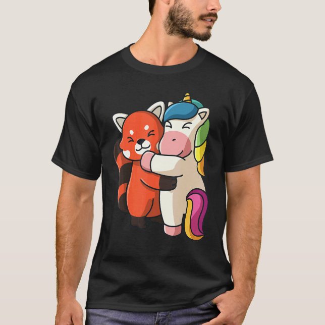 Red Panda And Unicorn Cute Animal  Hugging Women G T-Shirt (Front)