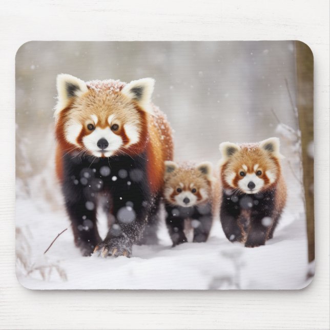 Red Panda Animal Family Wandering Nature Mouse Mat (Front)