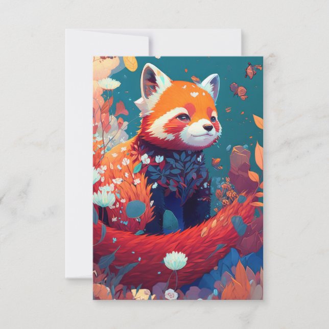 Red Panda Animal Portrait Painting Wildlife Forest Thank You Card (Front)
