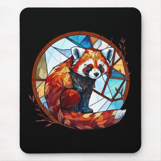 Red Panda Animal Portrait Stained Glass Wildlife  Mouse Mat (Front)
