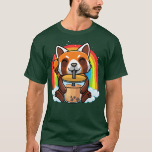 Red Panda Anime Boba Bubble Tea Kids Girls Premium T-Shirt