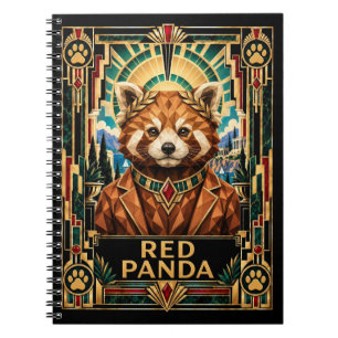 Red Panda, Art Deco Wildlife Notebook