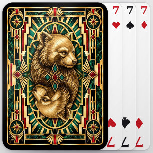Red Panda, Art Deco Wildlife Playing Cards