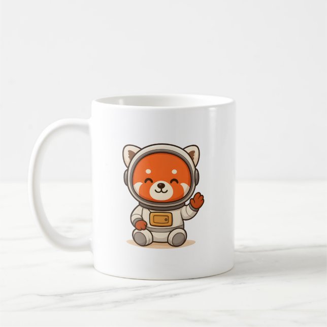 Red Panda Astronaut Mugs | Cute Space Drinkware (Left)