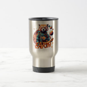 Red panda astronaut travel mug