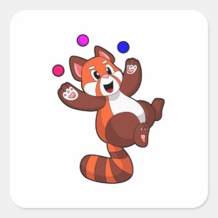 Red panda at Juggle Circus.PNG Square Sticker