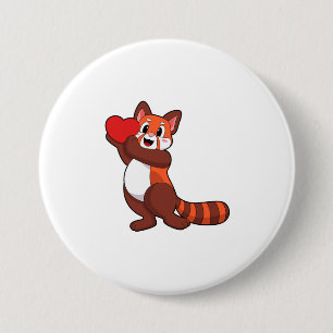 Red panda at Love with Heart.PNG 7.5 Cm Round Badge