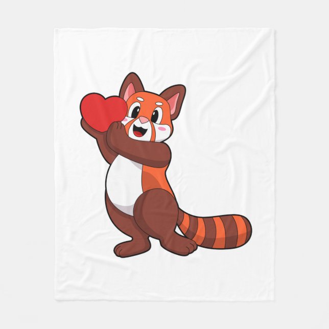 Red panda at Love with Heart.PNG Fleece Blanket (Front)