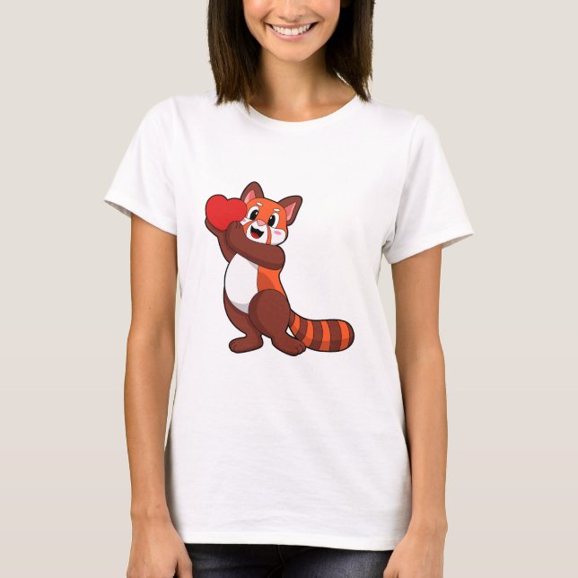 Red panda at Love with Heart.PNG T-Shirt (Front)