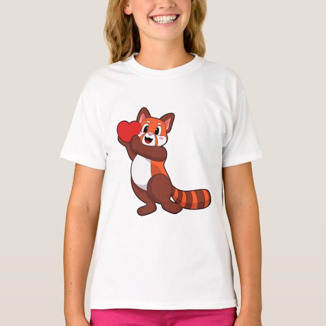 Red panda at Love with Heart.PNG T-Shirt (Front)