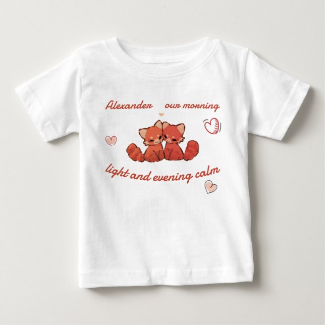 Red Panda Baby Tee – Custom Name (Front)